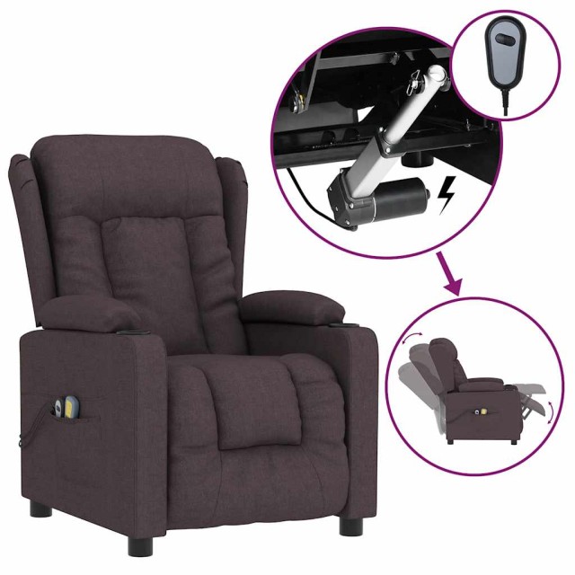 Fauteuil électrique de massage Marron foncé Tissu