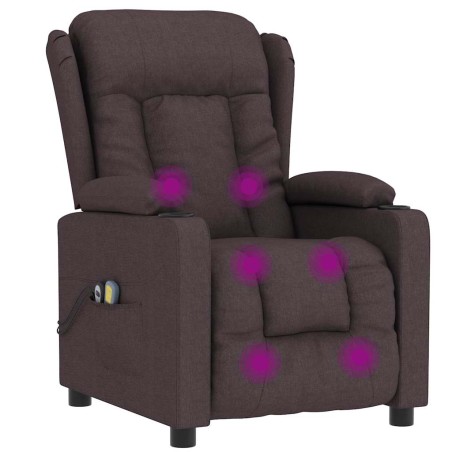 Fauteuil électrique de massage Marron foncé Tissu