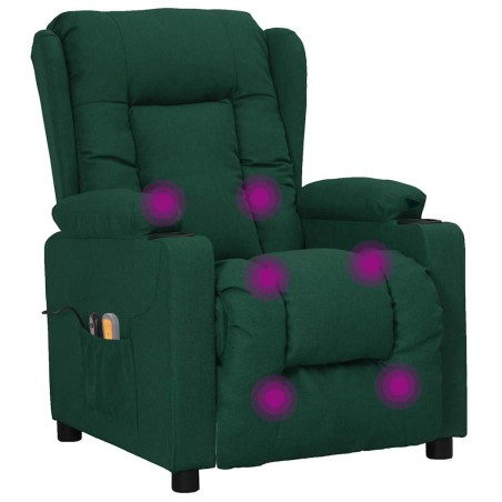 Fauteuil électrique de massage Vert foncé Tissu