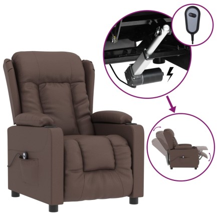 Fauteuil inclinable électrique Marron Similicuir 2