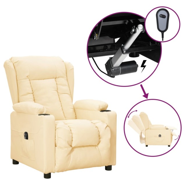 Fauteuil inclinable électrique Crème Similicuir
