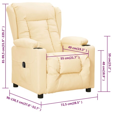 Fauteuil inclinable électrique Crème Similicuir