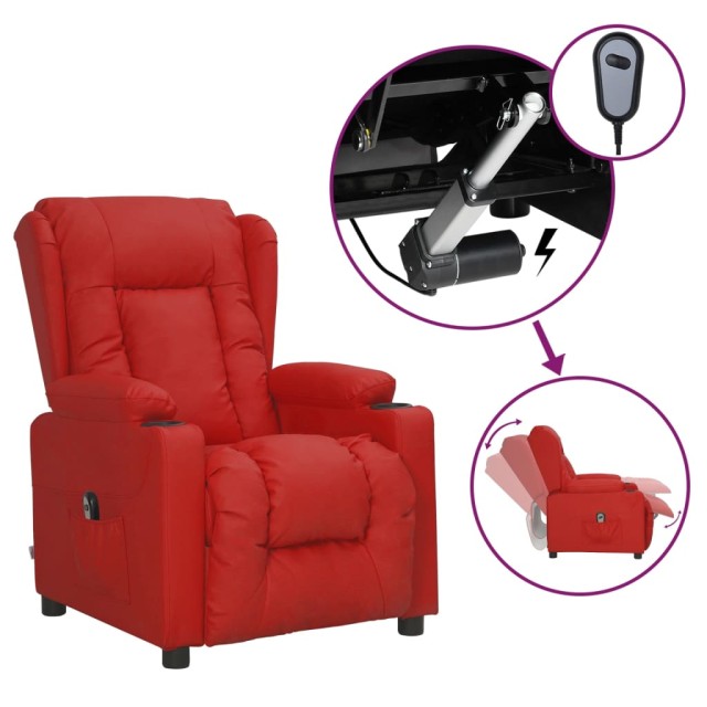 Fauteuil inclinable électrique Rouge bordeaux Similicuir