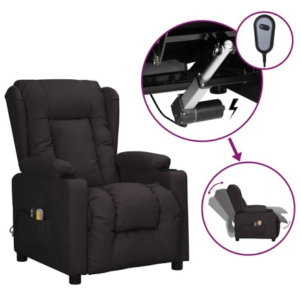 Fauteuil électrique de massage Noir Similicuir