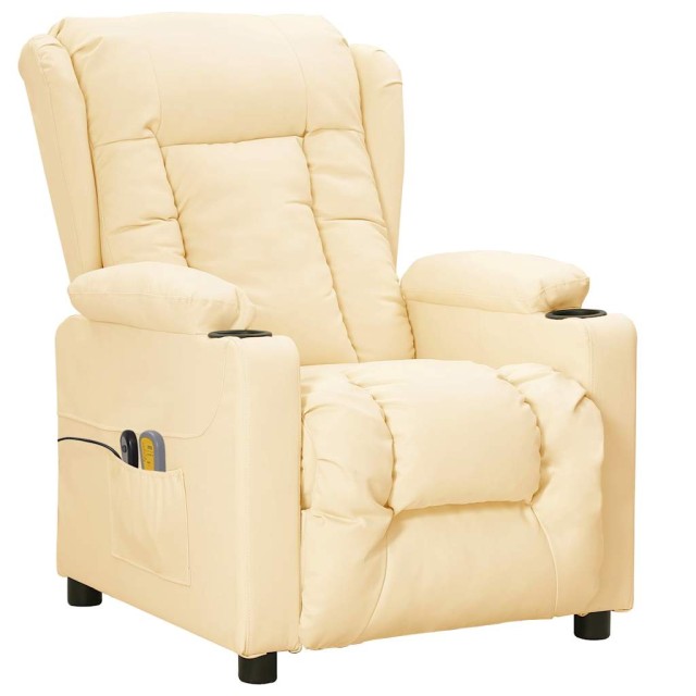 Fauteuil de massage électrique Crème Similicuir