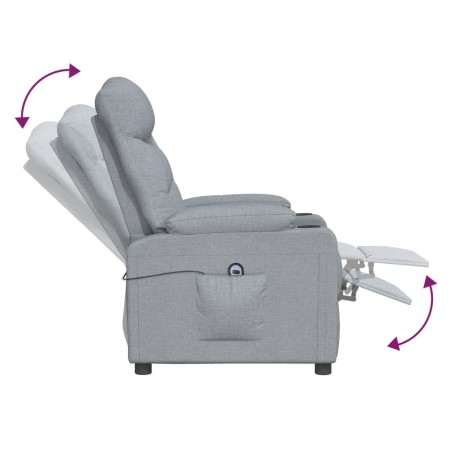 Fauteuil inclinable électrique Gris clair Tissu