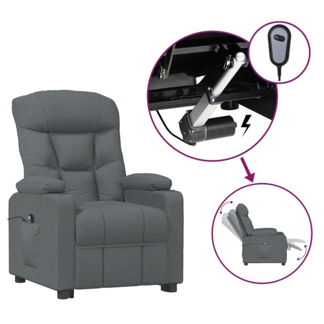 Fauteuil inclinable électrique Gris foncé Tissu