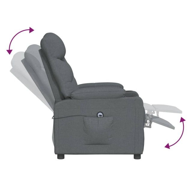 Fauteuil inclinable électrique Gris foncé Tissu