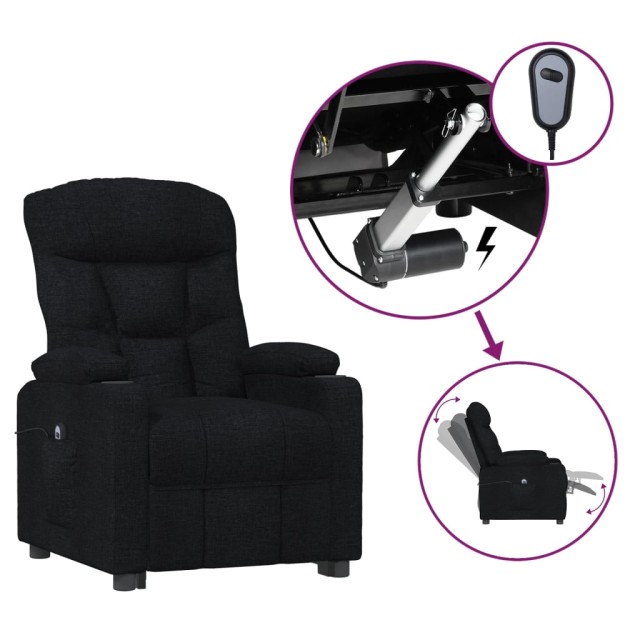 Fauteuil inclinable électrique Noir Tissu