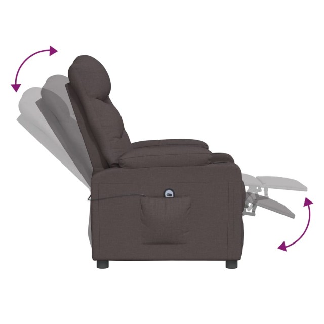 Fauteuil inclinable électrique Marron foncé Tissu