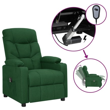 Fauteuil inclinable électrique Vert foncé Tissu