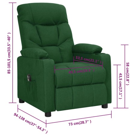 Fauteuil inclinable électrique Vert foncé Tissu