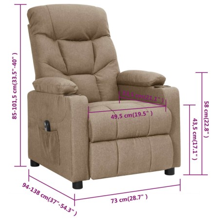 Fauteuil inclinable électrique Taupe Tissu