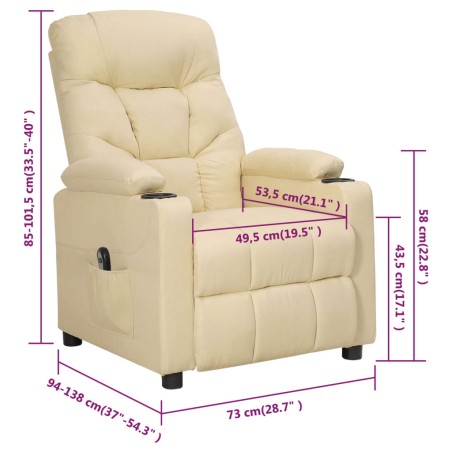 Fauteuil inclinable électrique Crème Tissu