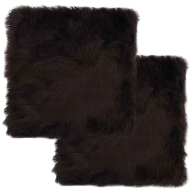 Coussins de chaise lot de 2 Marron Peau de mouton véritable
