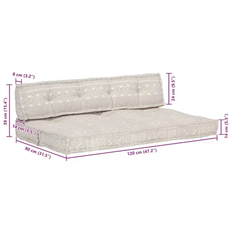 Coussin de canapé palette Marron clair Tissu Patchwork