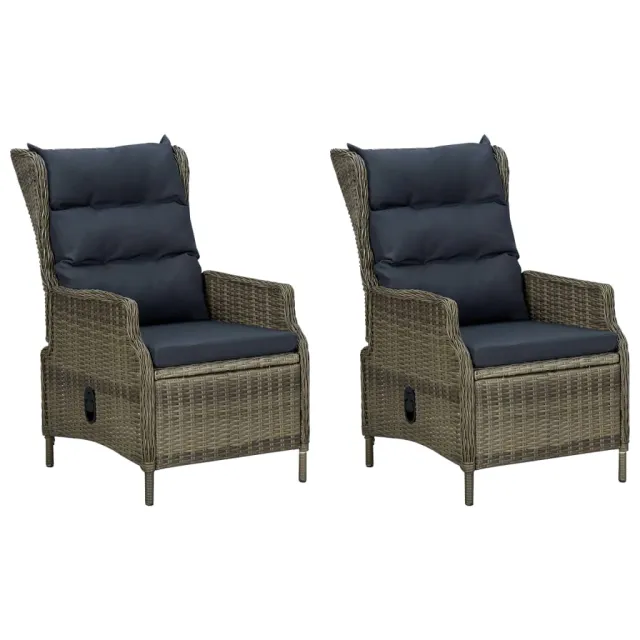 Salon de jardin 3 pcs avec coussins résine tressée marron