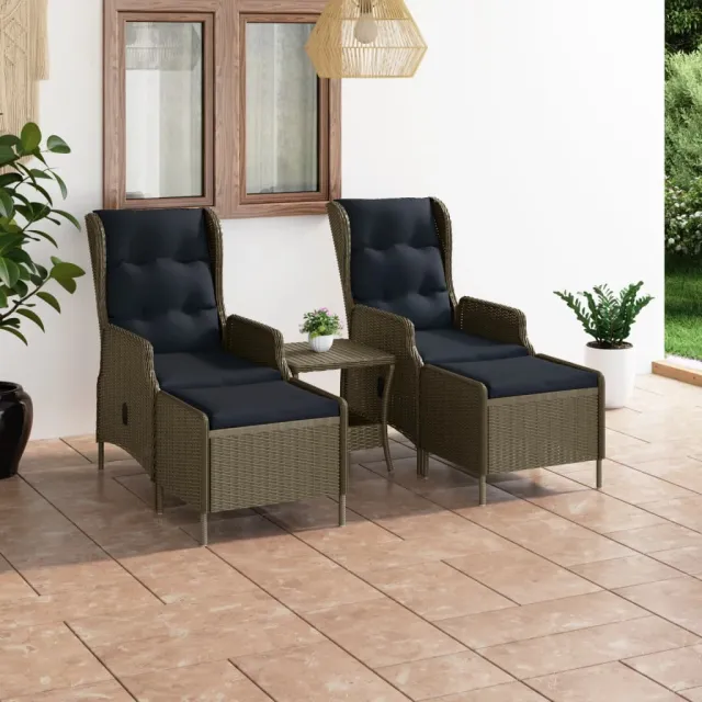 Salon de jardin 3 pcs avec coussins résine tressée marron
