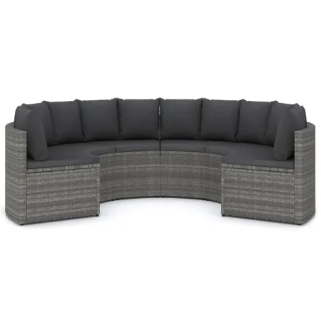 Salon de jardin 6 pcs avec coussins Résine tressée Gris