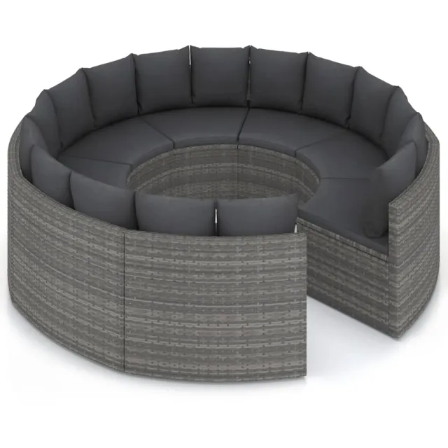 Salon de jardin 8 pcs avec coussins Résine tressée Gris