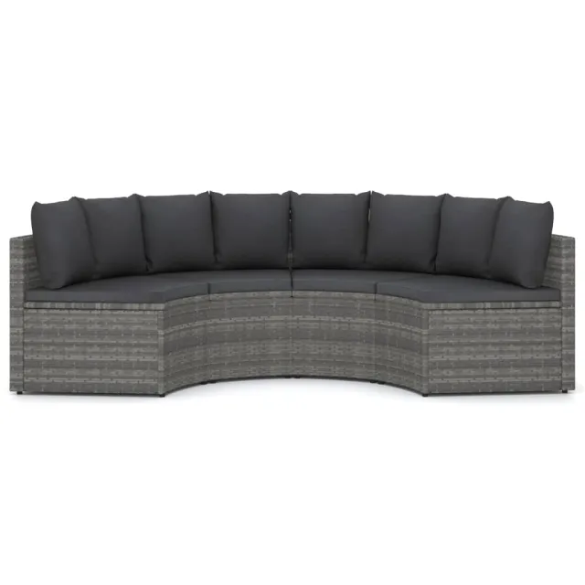 Salon de jardin 4 pcs avec coussins Résine tressée Gris