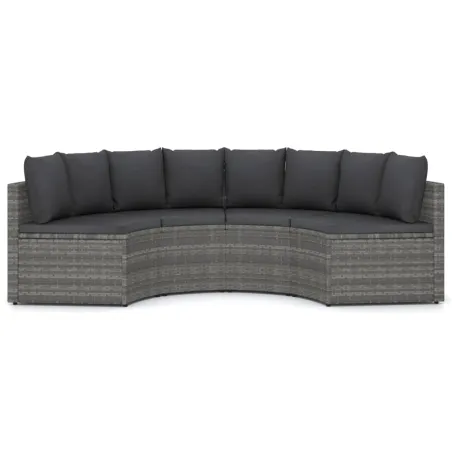 Salon de jardin 4 pcs avec coussins Résine tressée Gris