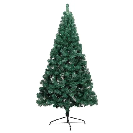 Demi-arbre de Noël artificiel pré-éclairé et boules vert 120 cm
