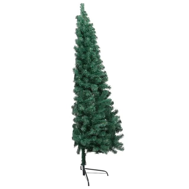 Demi-arbre de Noël artificiel pré-éclairé et boules vert 120 cm
