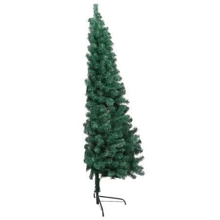 Demi-arbre de Noël artificiel pré-éclairé et boules vert 120 cm