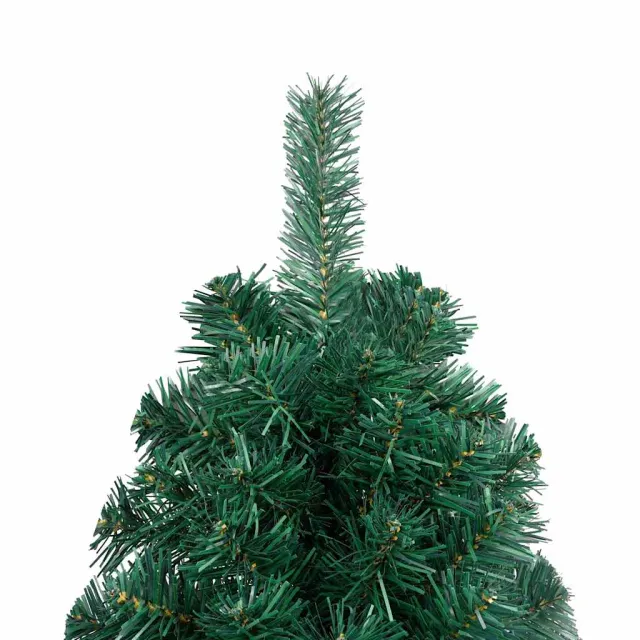 Demi-arbre de Noël artificiel pré-éclairé et boules vert 120 cm