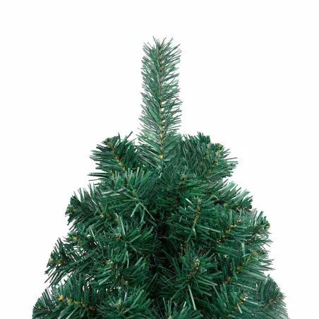 Demi-arbre de Noël artificiel pré-éclairé et boules vert 120 cm