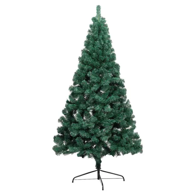 Demi-arbre de Noël artificiel pré-éclairé et boules vert 240 cm
