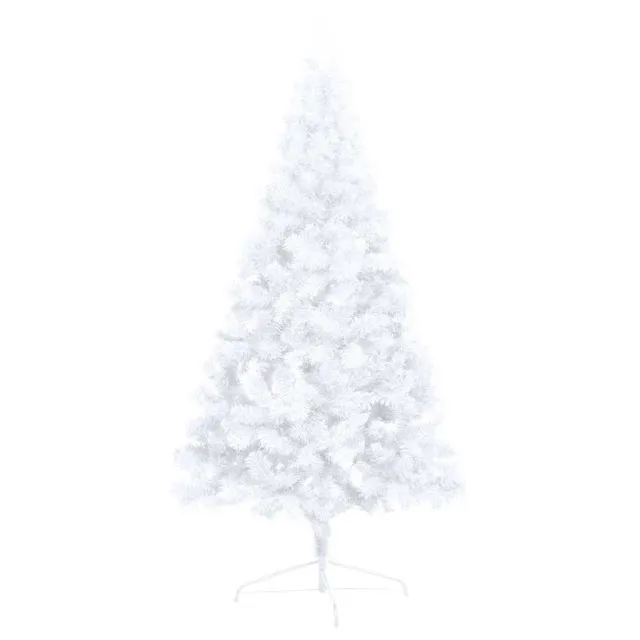 Demi-arbre de Noël artificiel pré-éclairé et boules blanc 240cm