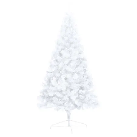 Demi-arbre de Noël artificiel pré-éclairé et boules blanc 240cm