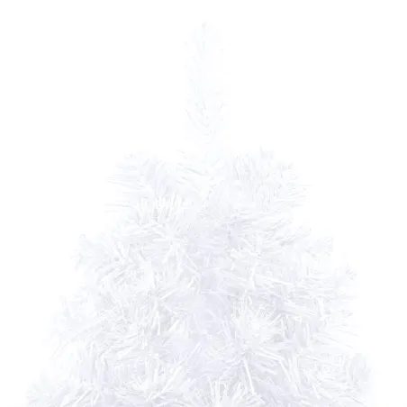 Demi-arbre de Noël artificiel pré-éclairé et boules blanc 240cm