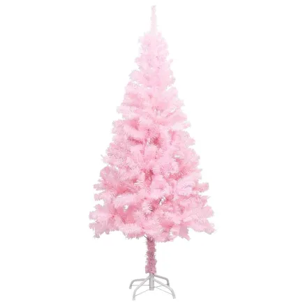 Arbre de Noël artificiel pré-éclairé et boules rose 120 cm PVC 2