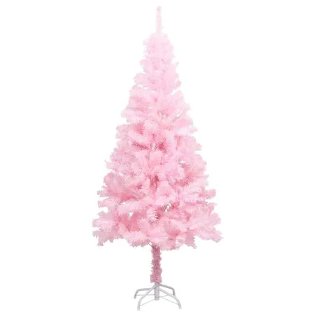 Arbre de Noël artificiel pré-éclairé et boules rose 150 cm PVC