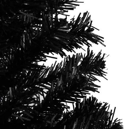 Arbre de Noël artificiel pré-éclairé et boules noir 150 cm PVC 2