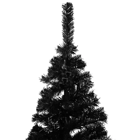 Arbre de Noël artificiel pré-éclairé et boules noir 180 cm PVC