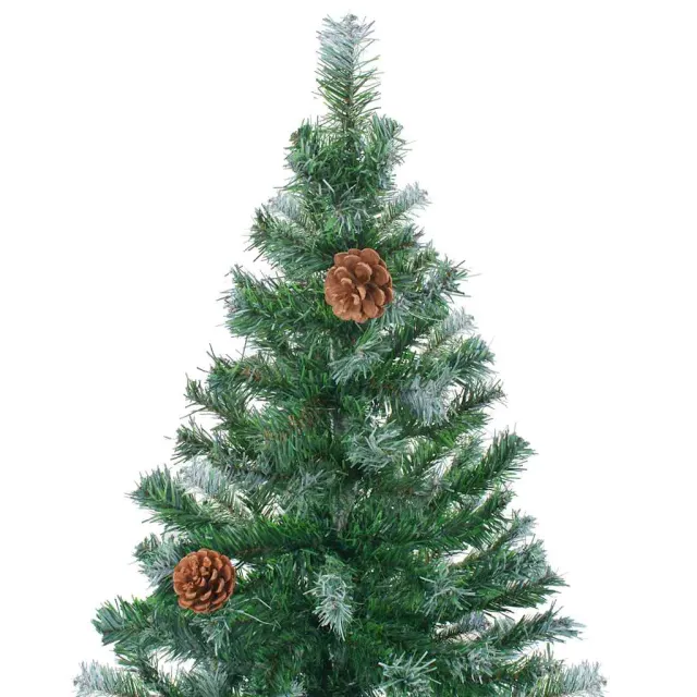 Arbre de Noël givré pré-éclairé et boules pommes de pin 150 cm