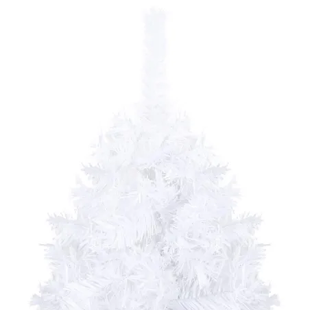 Arbre de Noël artificiel pré-éclairé et boules blanc 120 cm PVC