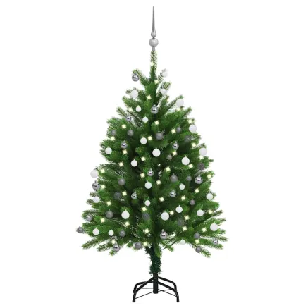 Arbre de Noël artificiel pré-éclairé et boules 120 cm vert