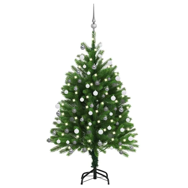 Arbre de Noël artificiel pré-éclairé et boules 120 cm vert