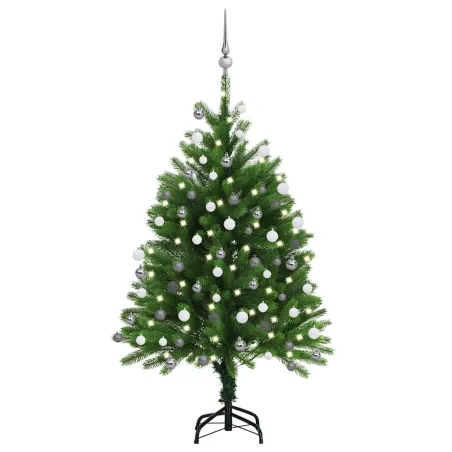 Arbre de Noël artificiel pré-éclairé et boules 120 cm vert