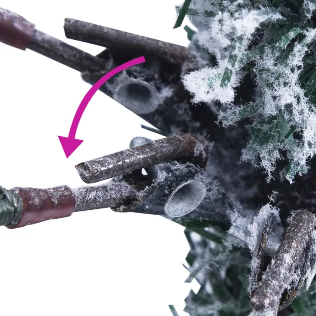 Sapin de Noël pré-éclairé avec neige floquée/cônes 195cm PVC/PE