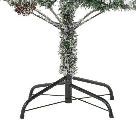 Sapin de Noël pré-éclairé avec neige floquée/cônes 195cm PVC/PE