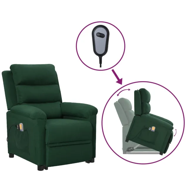 Fauteuil de massage Vert foncé Tissu