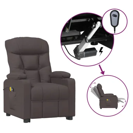Fauteuil électrique de massage Marron foncé Tissu 2
