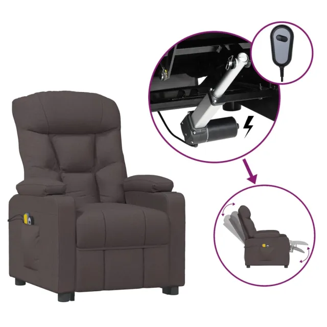 Fauteuil électrique de massage Marron foncé Tissu