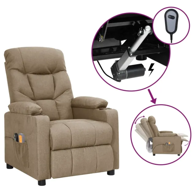 Fauteuil électrique de massage Taupe Tissu